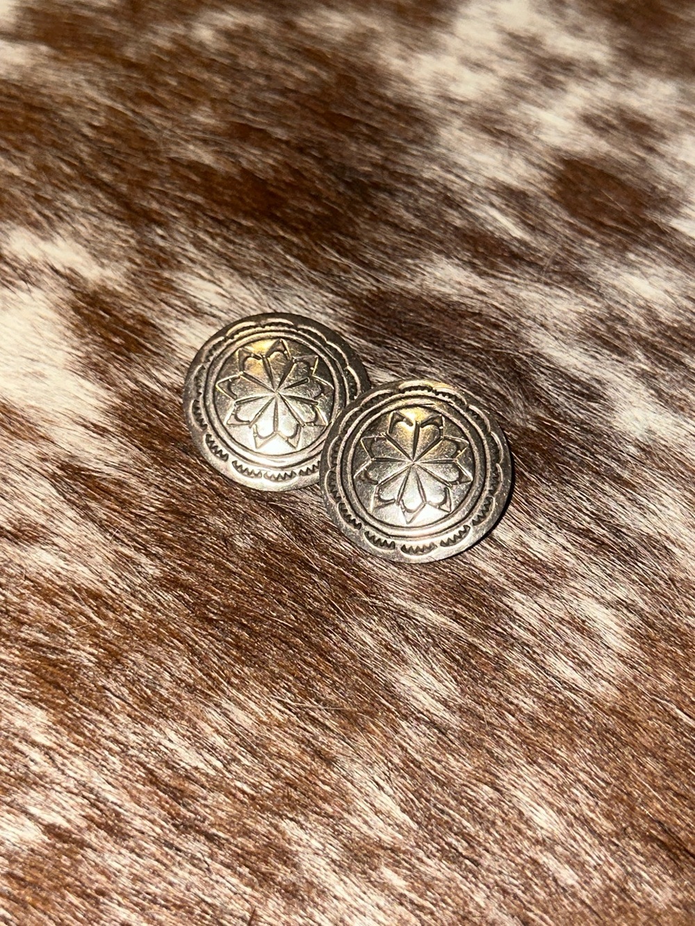 Sterling Silver Concho Earrings